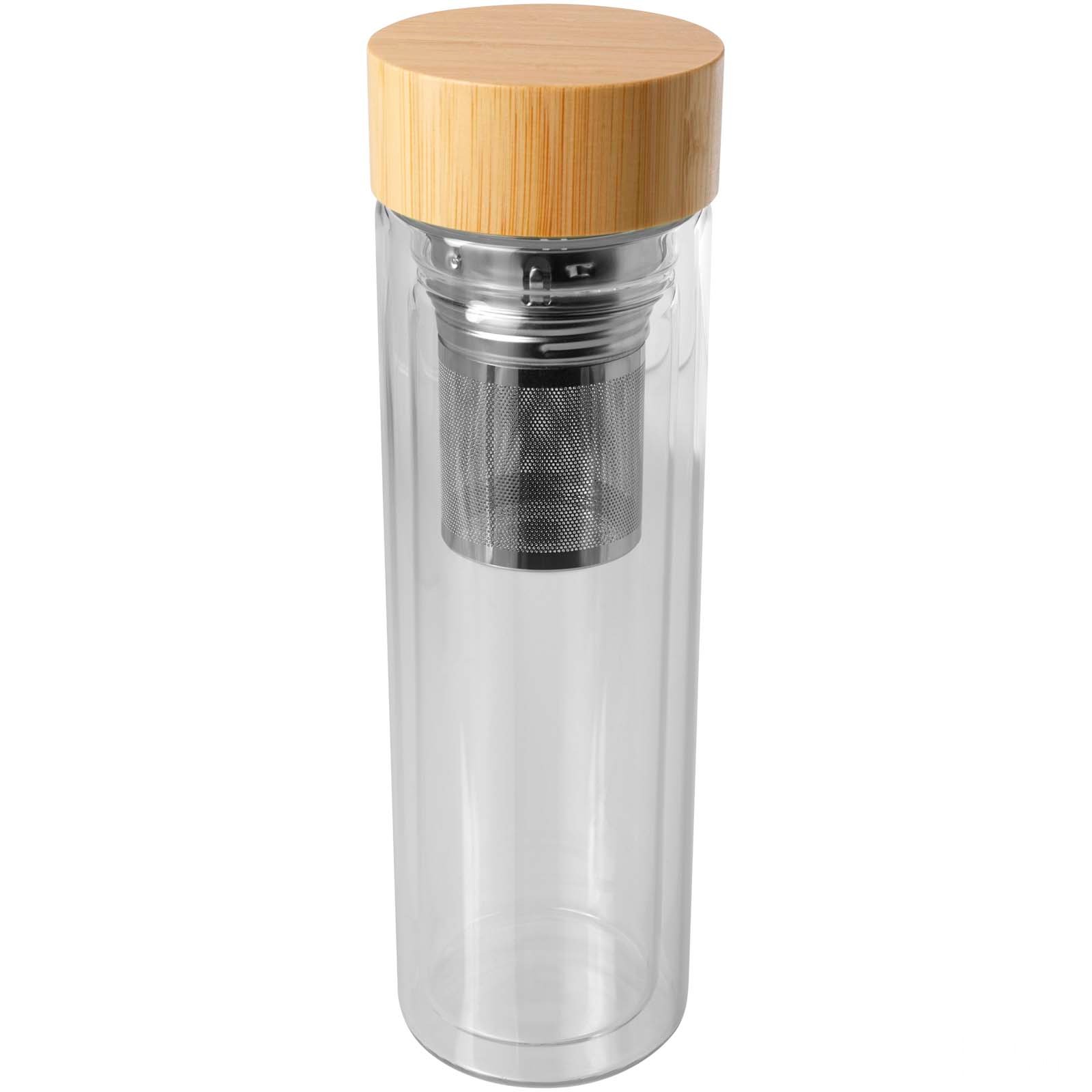 Bailey 400 ml Double-Walled Borosilicate Glass Infuser Bottle with Bamboo Lid