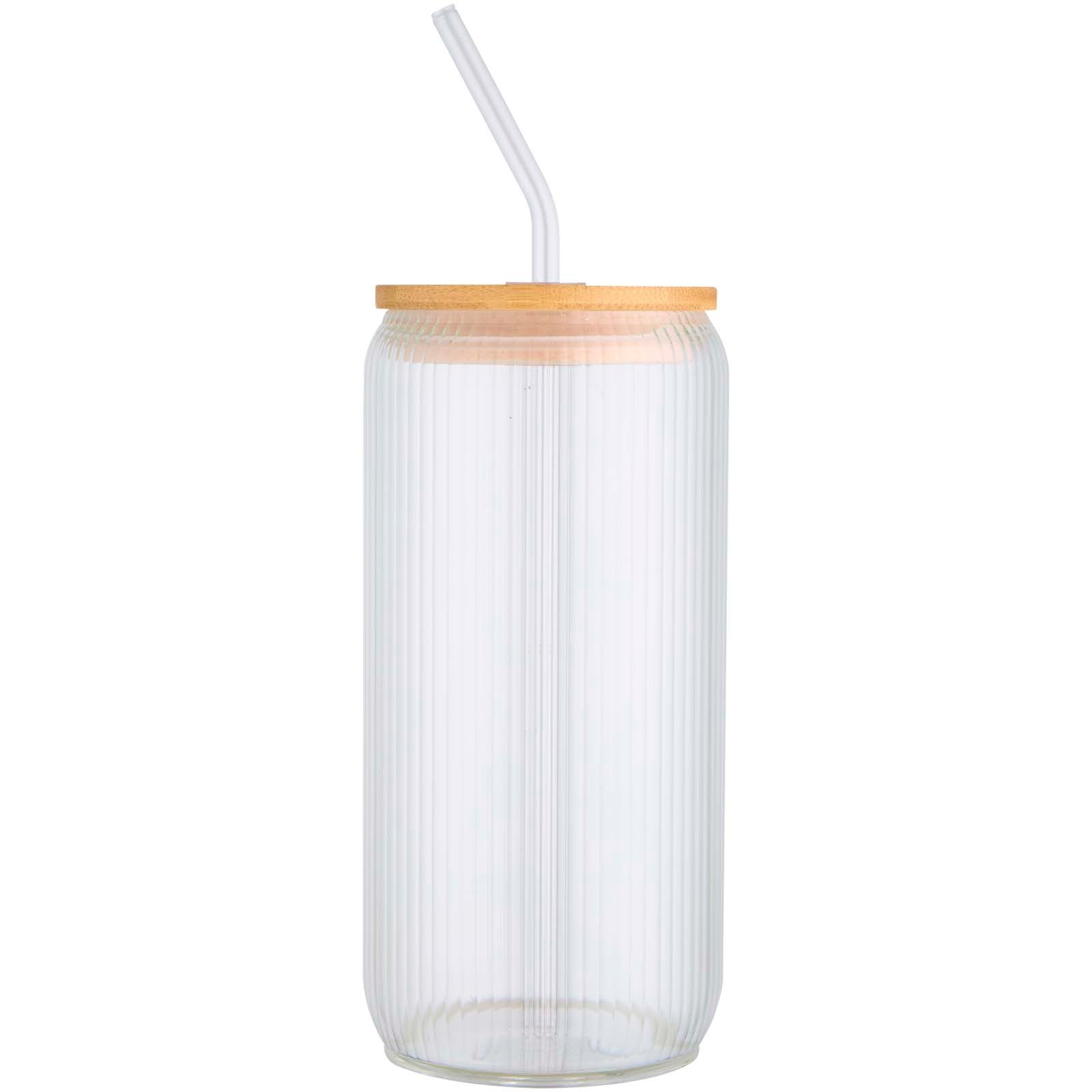 Mirage 500 ml krus i borosilikatglass med bambuslokk og trykk - Transparent, forside