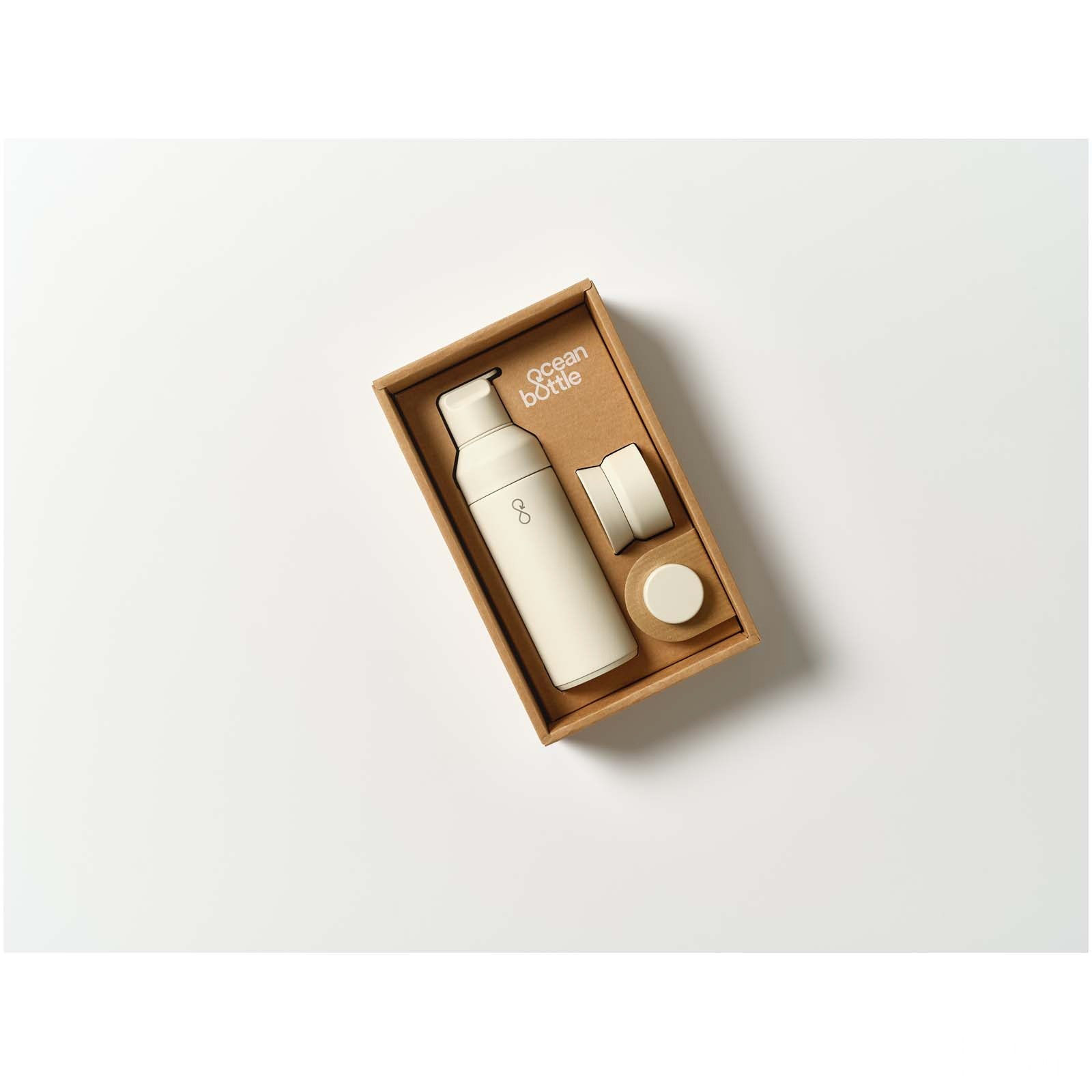 Ocean Bottle 500 ml 3-i-1-presentförpackning - Sandsten med tryck