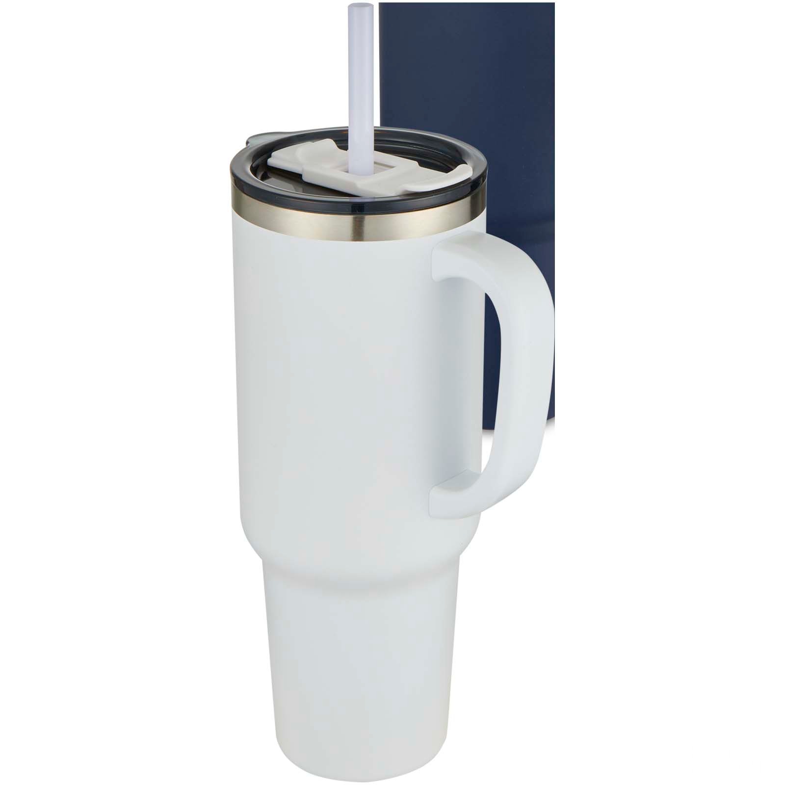 Sydney dubbelväggig RCS-certifierad vakuumisolerad kopparmugg med sugrör, 1 200 ml