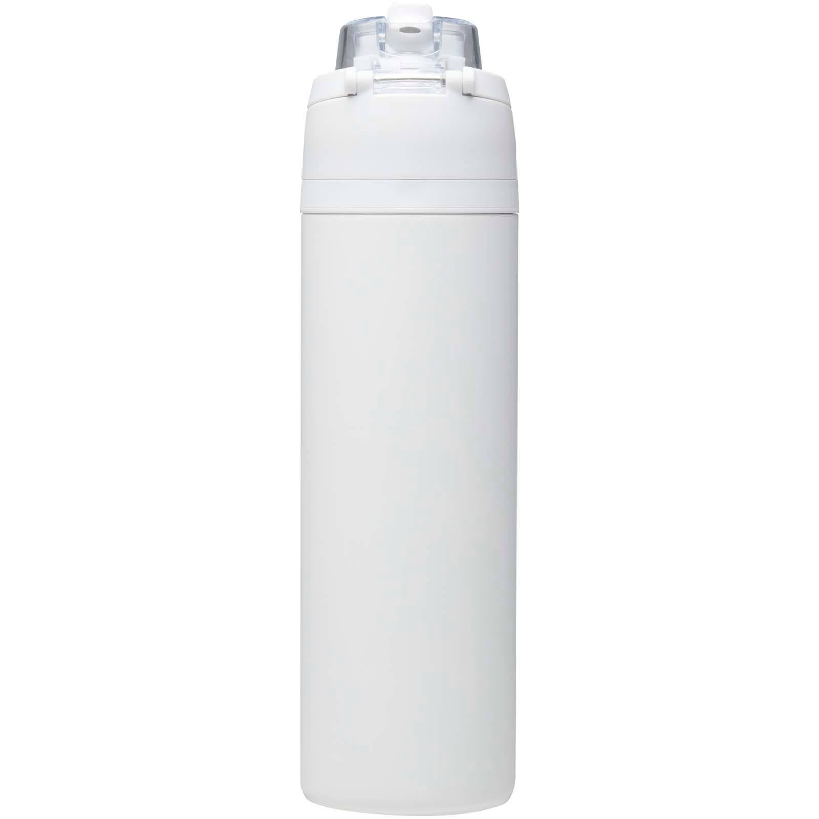 Theron 800 ml RCS-vattenflaska i återvunnet rostfritt stål med enkelvägg och lock med dubbla funktioner samt utfällbart sugrö