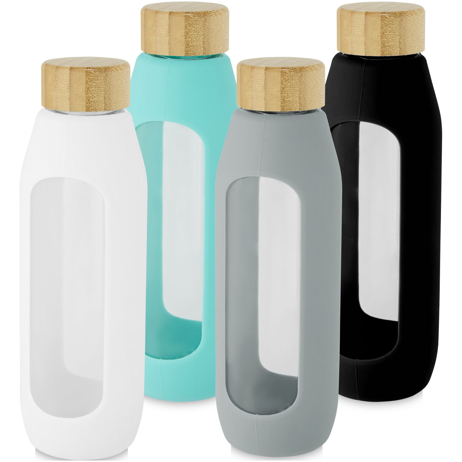 Tidan 600 ml flaska i borosilikatglas med silikongrepp