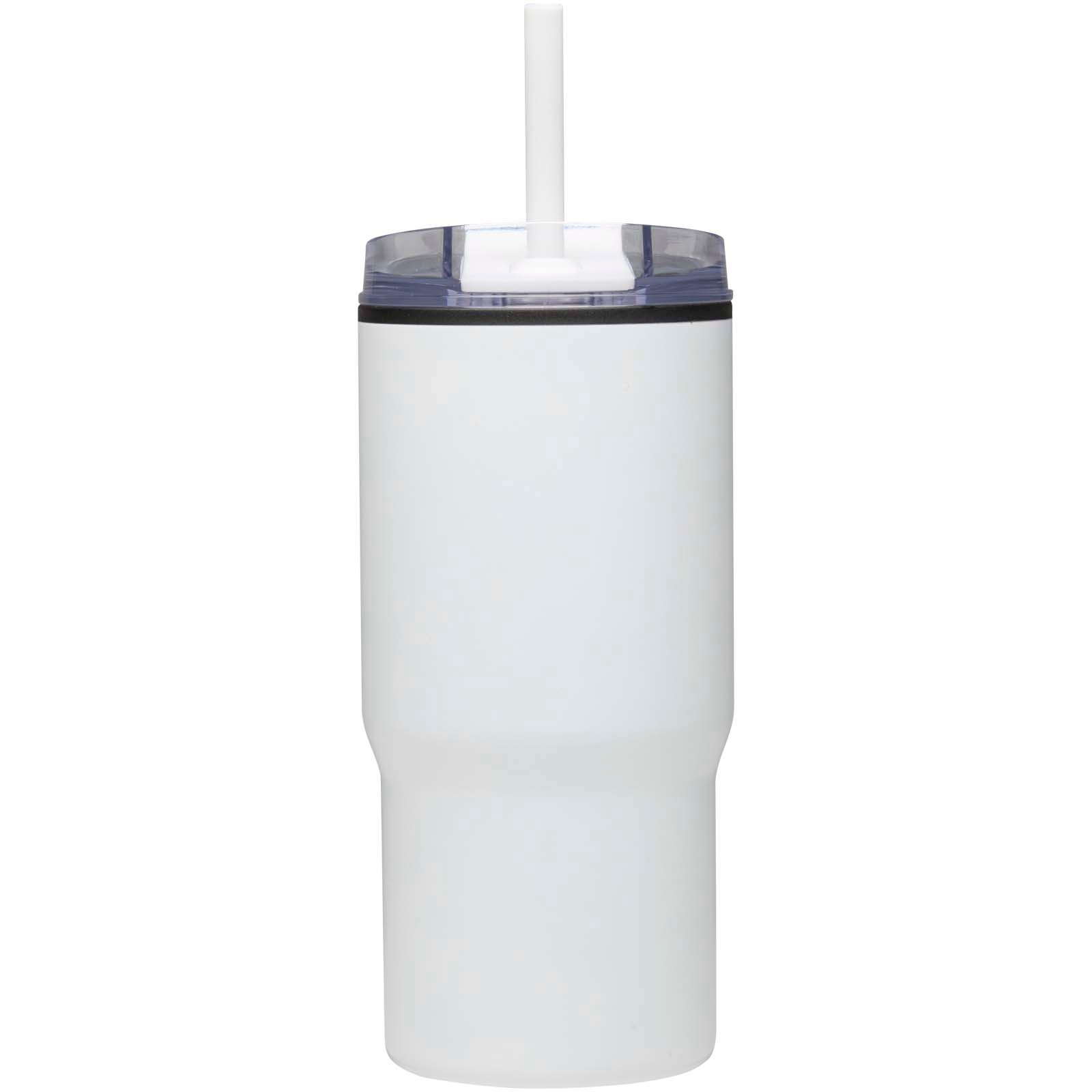 Westin 540 ml RCS-mugg i återvunnet material med dubbelvägg och isolering samt sugrör - Vit, framsida